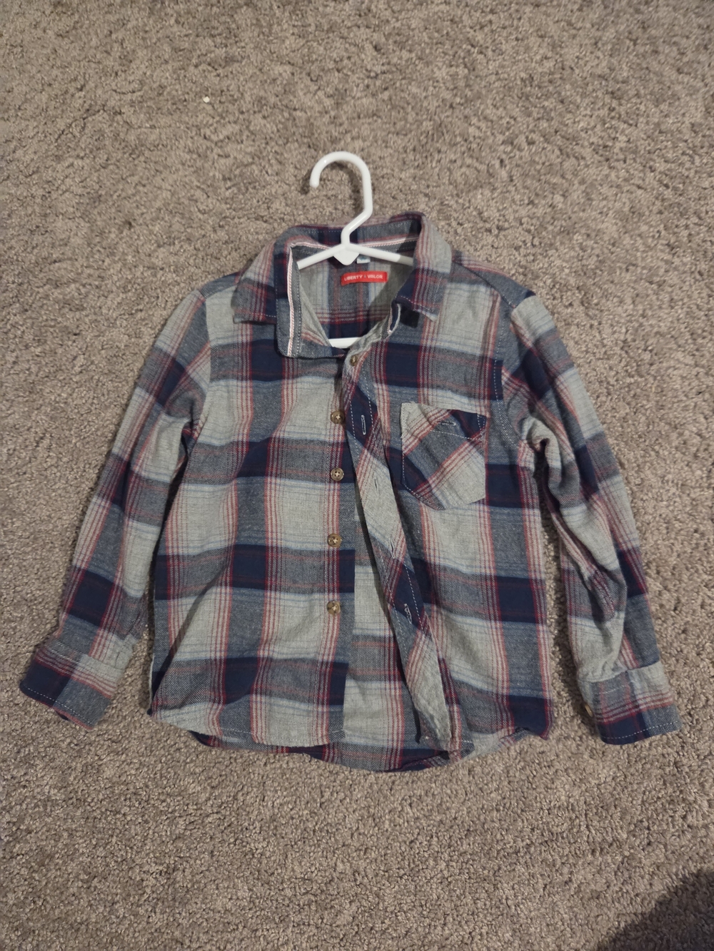 Kids Plaid Button-Down Shirt - Navy & Red